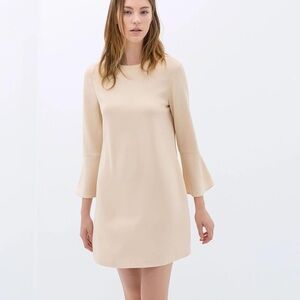 Zara Cream Bell Long Sleeve Dress XS
